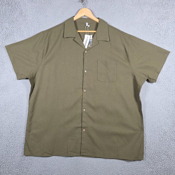 Coofandy Shirt Mens Size 3XL Open Camp Collar Linen Blend Canvas Beach SS NWT - Picture 1 of 11